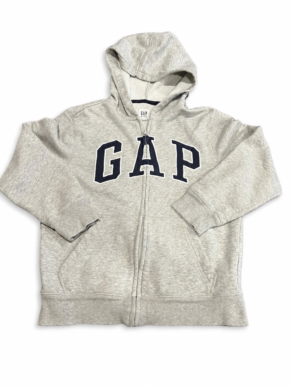 GAP Kids Boys Size 8 Gray Logo Full-Zip Hoodie